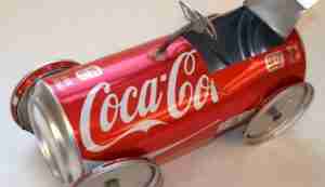 Race car created from a soda can
